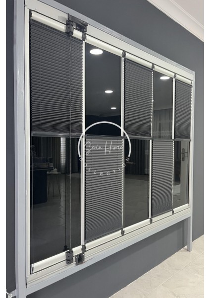 Katlanabilir Cam Balkon Plise Perde Antrasit (Kancalı Veya Vidalı Sistem) modelleri