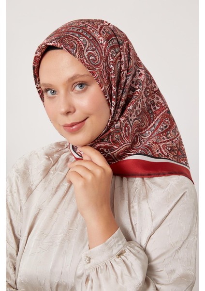 Kırmızı Etnik Desen Twill Ipek Eşarp fırsatları