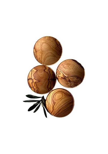Egedeneve Zeytin Ağacı Sos Tabağı, 4'lü Set Sos Tabağı, Dekoratif El Yapımı Daldırma Tabağı