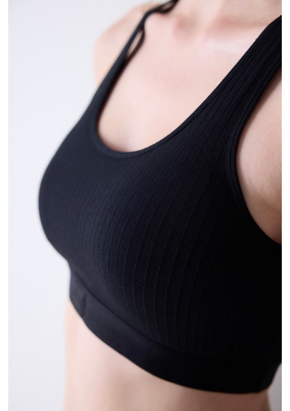 Removable Padded Racer Siyah Sütyen