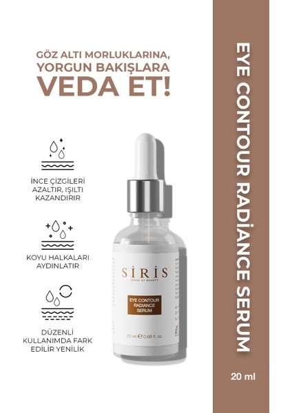 Eye Contour Radiance Serum Tüm Ciltler için Koyu Halka Karşıtı Göz Bakım Serumu