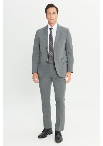 Slim Fit Dar Kesim Mono Yaka Takım Elbise