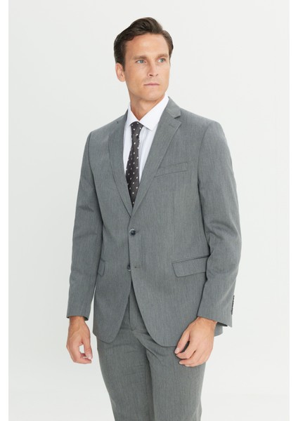 Slim Fit Dar Kesim Mono Yaka Takım Elbise