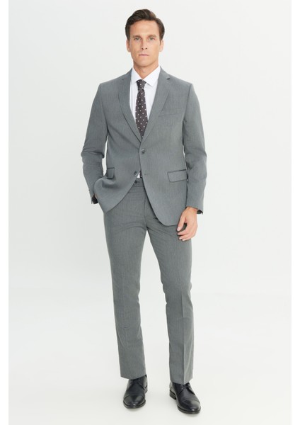 Slim Fit Dar Kesim Mono Yaka Takım Elbise
