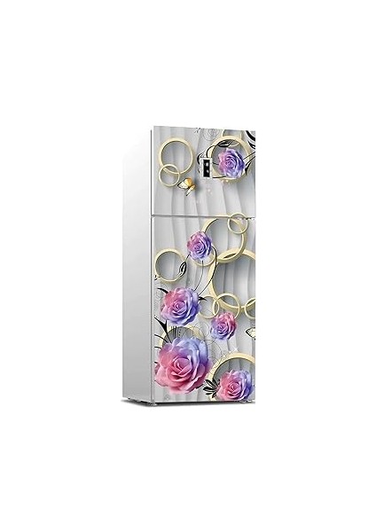 Buzdolabı Sticker Kaplama Dolap Kaplama Etiketi 3D Gül Yuvarlak