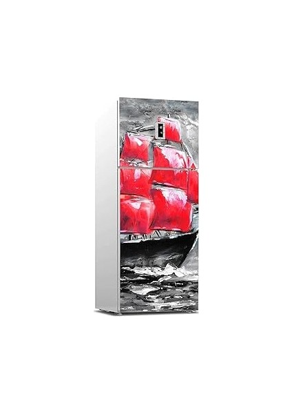 Buzdolabı Sticker Kaplama Dolap Kaplama Etiketi Kırmızı Yelken