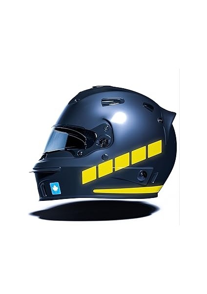 Çınar Extreme Şerit Tasarımlı Reflektif Sarı Motosiklet Kask Sticker