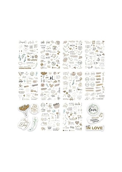 Colortouch Düğün Sticker Seti, 325 Adet Çıkartma, Misafir, Konuk Defteri Veya Fotoğraf Albumü