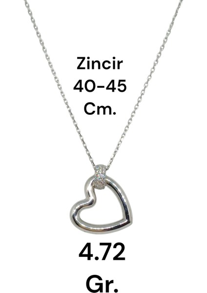 Zirkon Taşlı Kalp Figürlü 925 Ayar Gümüş Kolye – Moder ve Şık Tasarım fiyatları