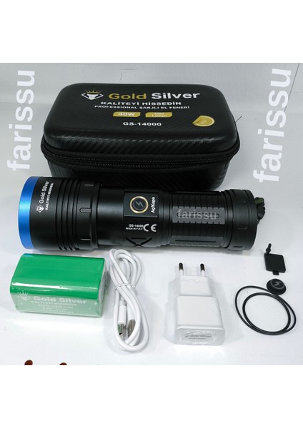 Gs-14000 40w Avcı El Feneri – 4000 Lümen, 12800 Mah Li-Ion Şarjlı, , Taşıma Çantalı Kamp Ve Balıkçı Feneri