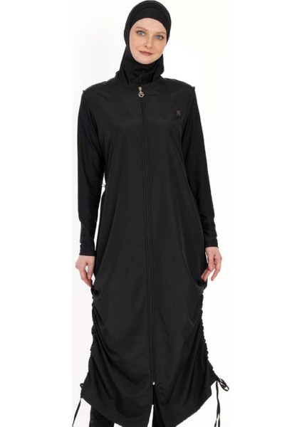 Siyah Tam Kapalı Tesettür Mayo – Fermuarlı C8T6N06