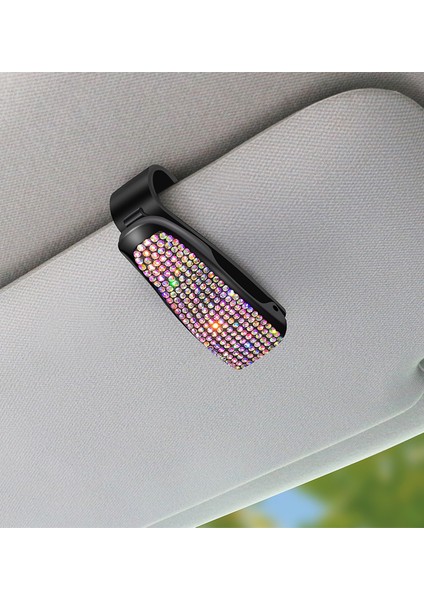 Araç Içi Gözlük ve Kart Tutucu 2 Adet Kristal Taşlı Işıltılı Klipsli Güneşlik Organizer modelleri