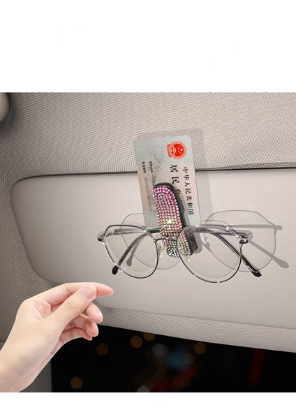 Araç Içi Gözlük ve Kart Tutucu 2 Adet Kristal Taşlı Işıltılı Klipsli Güneşlik Organizer fırsatları