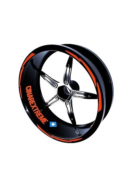 Çınar Extreme 3 Parça Tasarımlı Floresan Turuncu Jant Şeridi Sticker