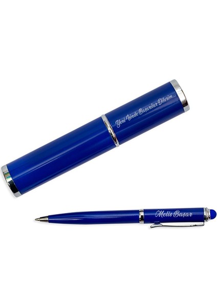 Kişiye Özel Silindir Kutulu Touchpen Metal Tükenmez Kalem