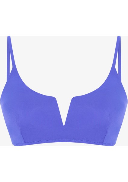 Koyu Mavi V Kesimli Bikini Üstü