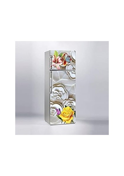 Buzdolabı Sticker Kaplama Dolap Kaplama Etiketi Gül ve Kelebekler