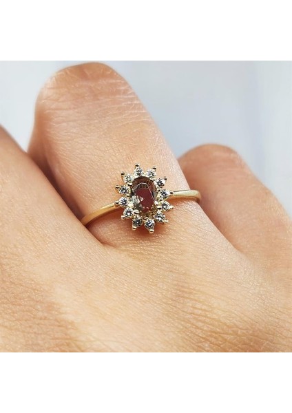 1,05CT Zultanit 0,30CT Pırlanta(Signty) Taşlı Anturajlı Vintage Tasarım Modern 925 Ayar Gümüş Yüzük fiyatları