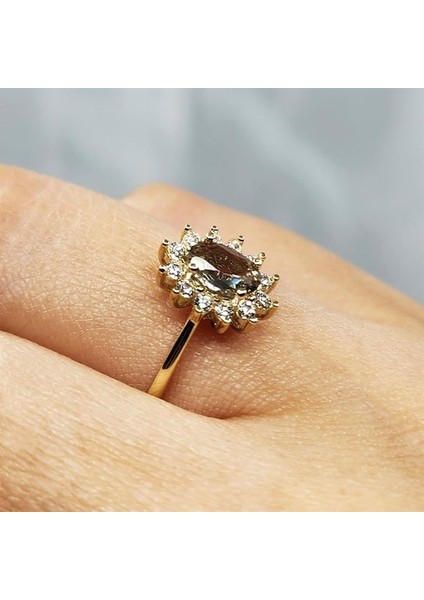 1,05CT Zultanit 0,30CT Pırlanta(Signty) Taşlı Anturajlı Vintage Tasarım Modern 925 Ayar Gümüş Yüzük indirimleri