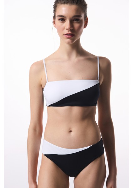 Siyah Beyaz Gina Straplez Bikini Üstü