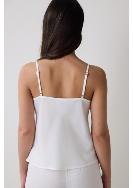 Bridal Delicate Saten Kırık Beyaz Atlet