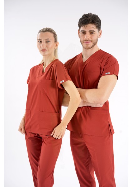 Kiremit Dr. Greys Modeli Likralı Hemşire Forması Yarasa Kol Doktor Scrubs Hastane Takımı modelleri