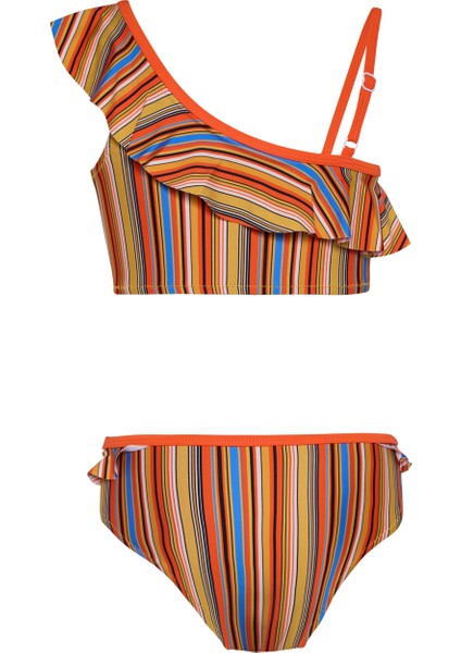 Kız Çocuk Çok Renkli Turuncu Çizgili Bikini Takımı 25SG007ST fiyatları