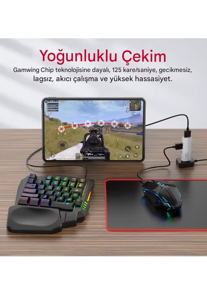 Pubg Mobil Oyun Kiti 5in1 Bt5.3 Klavye Mouse Dönüştürücü Seti Pugb Seti
