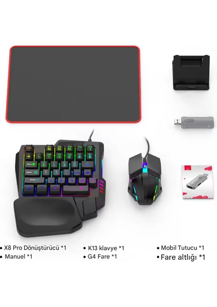 Pubg Mobil Oyun Kiti 5in1 Bt5.3 Klavye Mouse Dönüştürücü Seti Pugb Seti