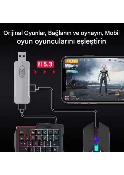 Pubg Mobil Oyun Kiti 5in1 Bt5.3 Klavye Mouse Dönüştürücü Seti Pugb Seti