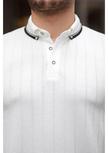 Erkek Düğme Yakalı Jakar Kumaş Kısa Kollu Tişört modelleri