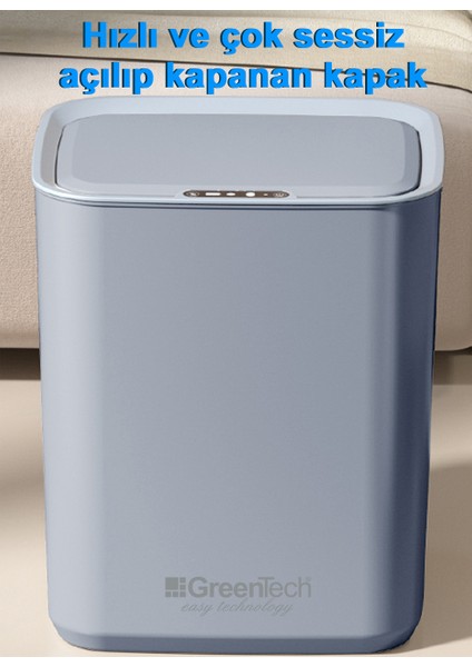 Sensörlü 22 Litre Çöp Kovası (Şarj Edilebilir Lityum Pilli) / GT-SC05 Beyaz fiyatları