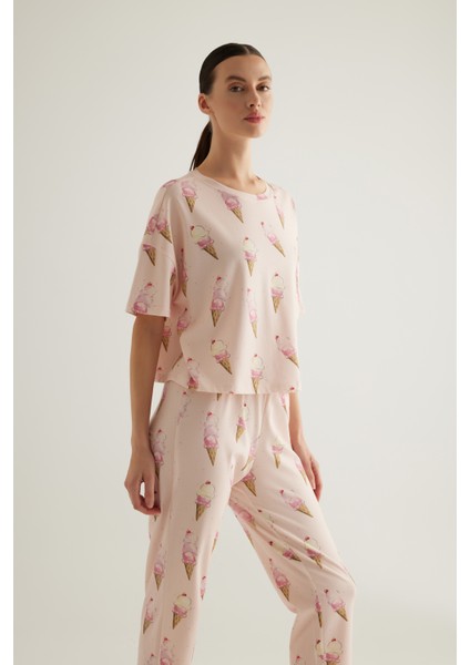 Kadın Pamuklu Kısa Kollu Pijama Üstü fiyatları