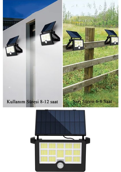 Solar Güneş Enerjili Hareket Sensörlü LED Projektör Lamba Katlanabilir ve Ayarlanabilir Tasarım indirimleri