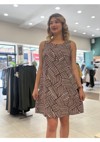 Kadın Çizgili ,cepli ,sıfır Kollu Elbise indirimleri