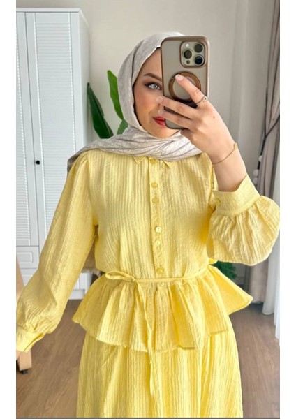 Kadın Fırfırlı Yazlık Ikili Takım - Tesettür Giyim Kombin