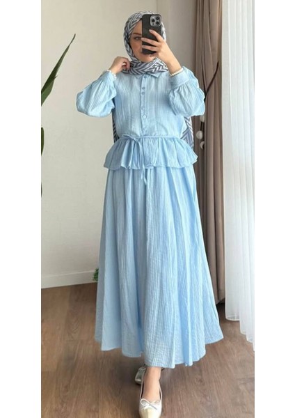 Kadın Fırfırlı Yazlık Ikili Takım - Tesettür Giyim Kombin