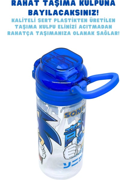 500ML Sonic The Hedgehog Yumuşak Silikon Pipetli Kulplu Kilitlenebilir Su Matarası fırsatları