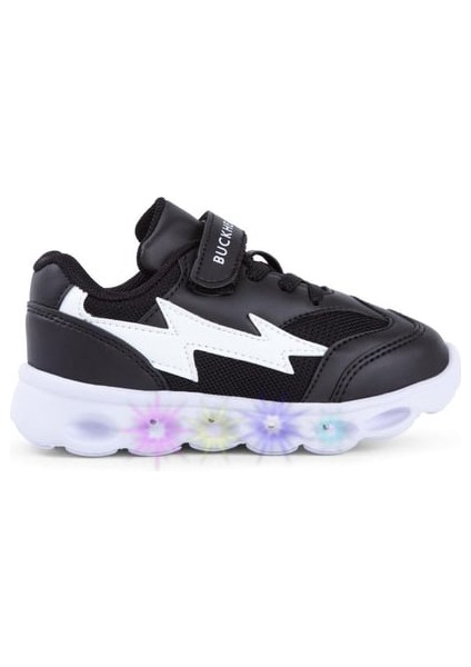 4431 Faster Işıklı Phlon Hafif Taban Cırtlı Çocuk Spor Ayakkabı Siyah
