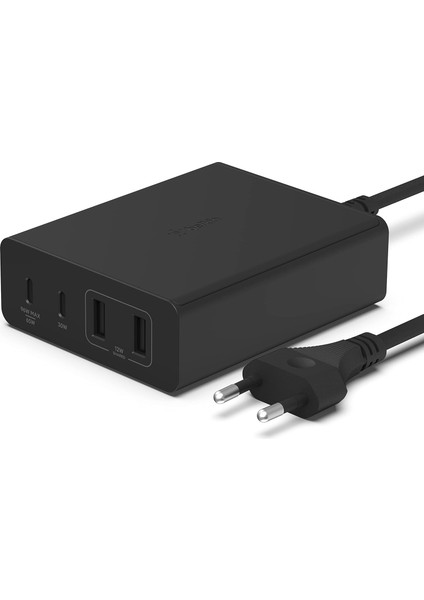 108W Gan USB Çoklu Şarj Istasyonu, 2 USB Type-C And 2 USB A Hızlı Masaüstü Şarj Istasyonu (Macbook, Pro, Air, Iphone, Pro, Max, Mini, iPad Pro, Air - Siyah)