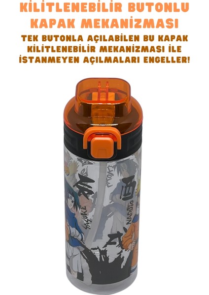 500ML Naruto Yumuşak Silikon Pipetli Kulplu Kilitlenebilir Su Matarası modelleri