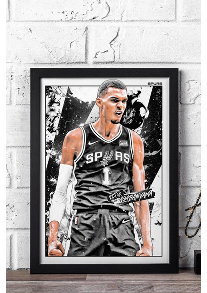 Victor Wembanyama Çerçeveli Tablo - San Antonio Spurs Nba Posteri Tablo
