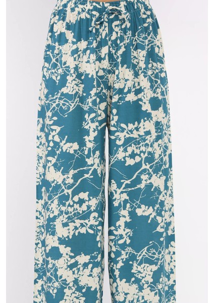 Bel Lastikli Bol Paça Kadın Viskon Yürüyüş Pantolonu P-00015365 fırsatları