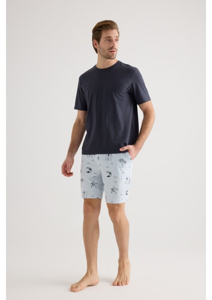 Erkek Pamuklu Kısa Kollu Şortlu Pijama Takımı modelleri
