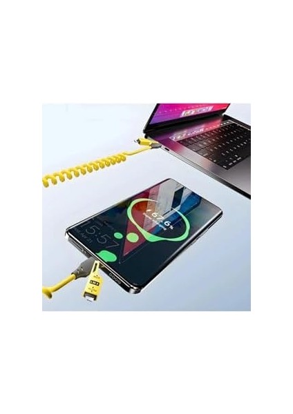1 Arada Çok Fonksiyonlu USB Şarj Kablosu, Hızlı Şarj, Spiral Tasarım, Lightning/type-C Uyumlu, Araç Için Uyumlu fiyatları