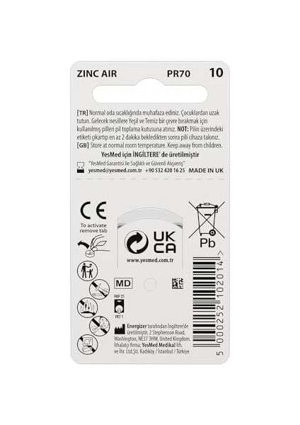 Extra Power 10 Numara Işitme Cihazı Pili (10 Paket x 6 Adet = 60 Adet Pil)