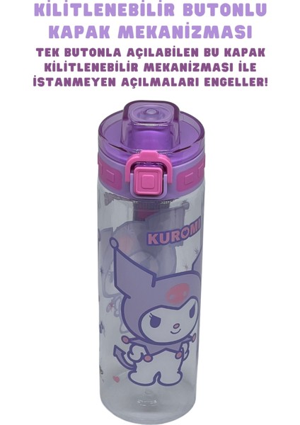 700ML Kuromi Rahat Içim Ağızlıklı Kulplu Kilitlenebilir Su Matarası modelleri