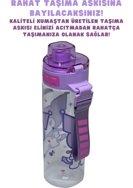 700ML Kuromi Rahat Içim Ağızlıklı Kulplu Kilitlenebilir Su Matarası indirimleri