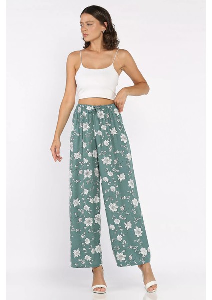 Kadın Çiçek Desenli Viskon Yürüyüş Pantolonu P-00015356 fiyatları