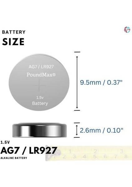 Ag7 (LR57, LR927, 395) 1.5V - Poundmax Alkalin Düğme Piller | 1x 10'lu Paket fiyatları